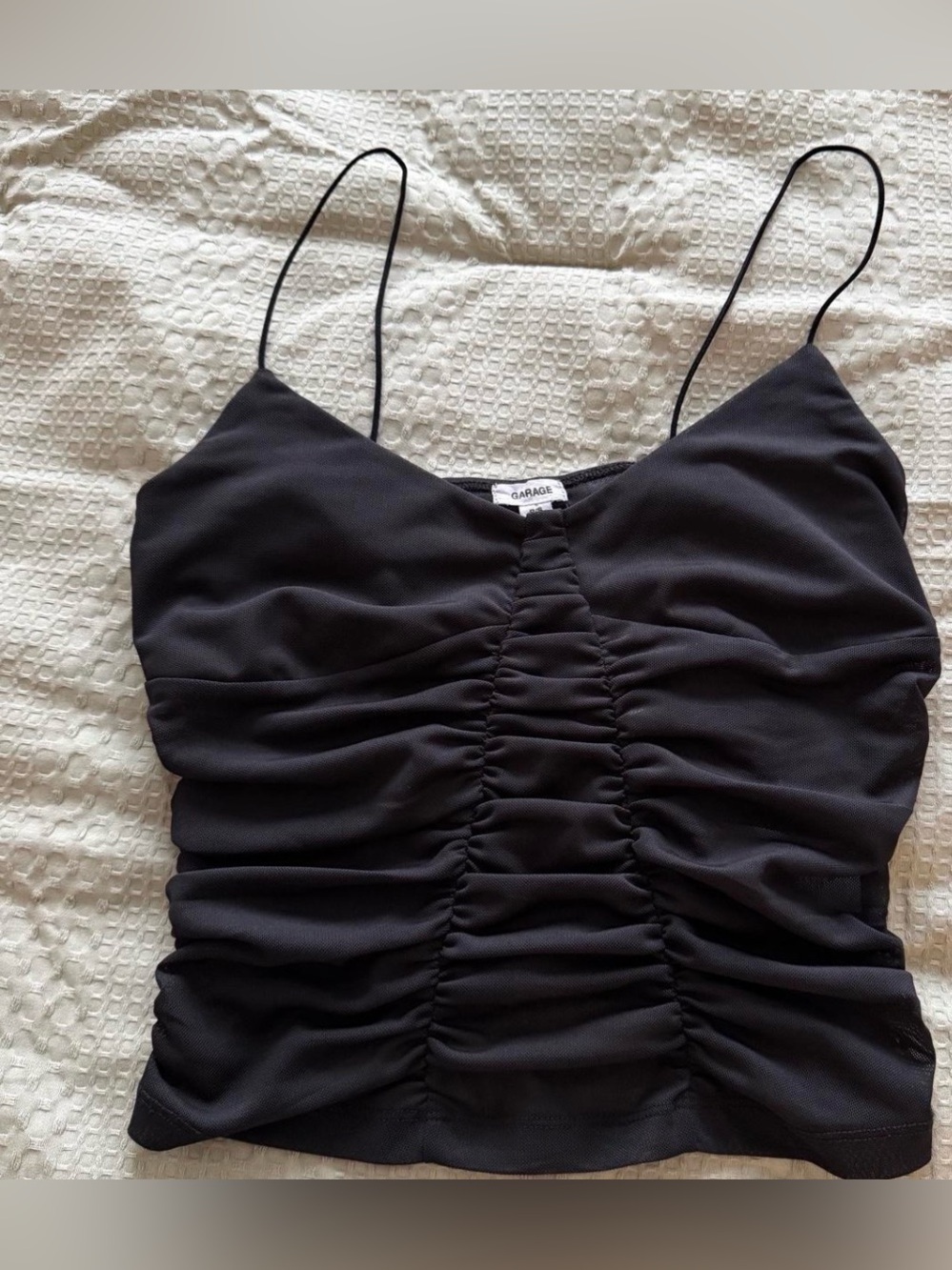 Garage Black Ruched Spaghetti-Strap Cami